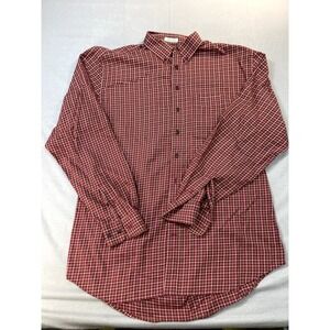 Cutter & Buck Shirt Large Tall Mens Button Down Red Tan Plaid Long Sleeve